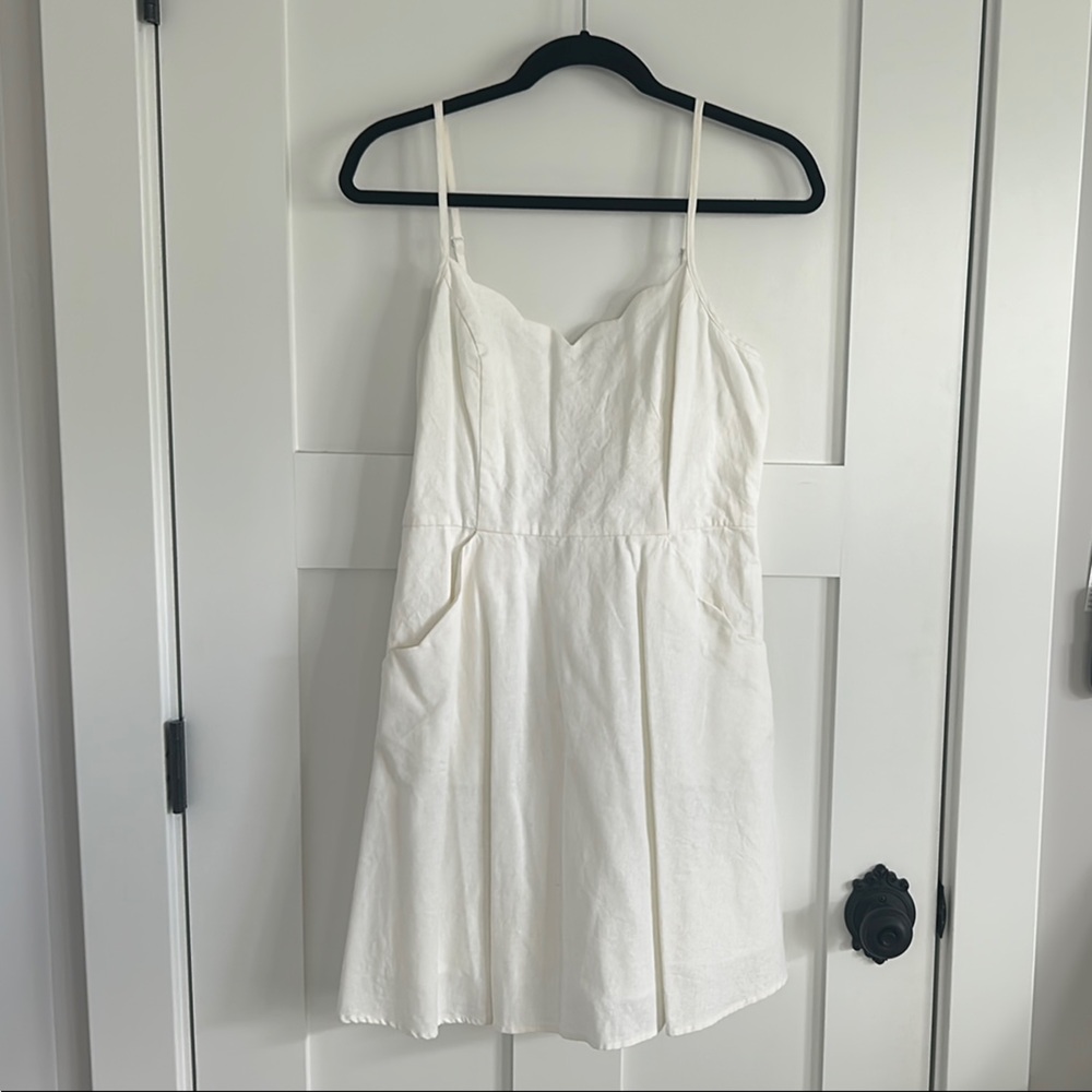 White Spaghetti Strap Dress with Pockets
